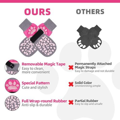 Dog Socks Shoes for Hot Pavement (Pink+Grey / X-Small(4 Pack))