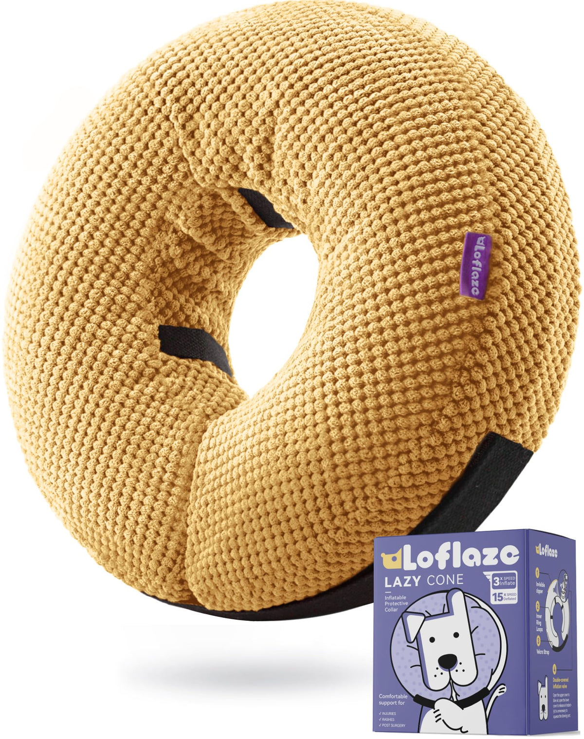 Inflatable Dog Cone Collar (M(Neck 8"-11") / Yellow)