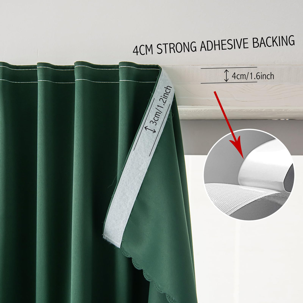 Portable Light Blocking Curtains Self (71"W x 84"L (Pack of 1) / Dark Green)