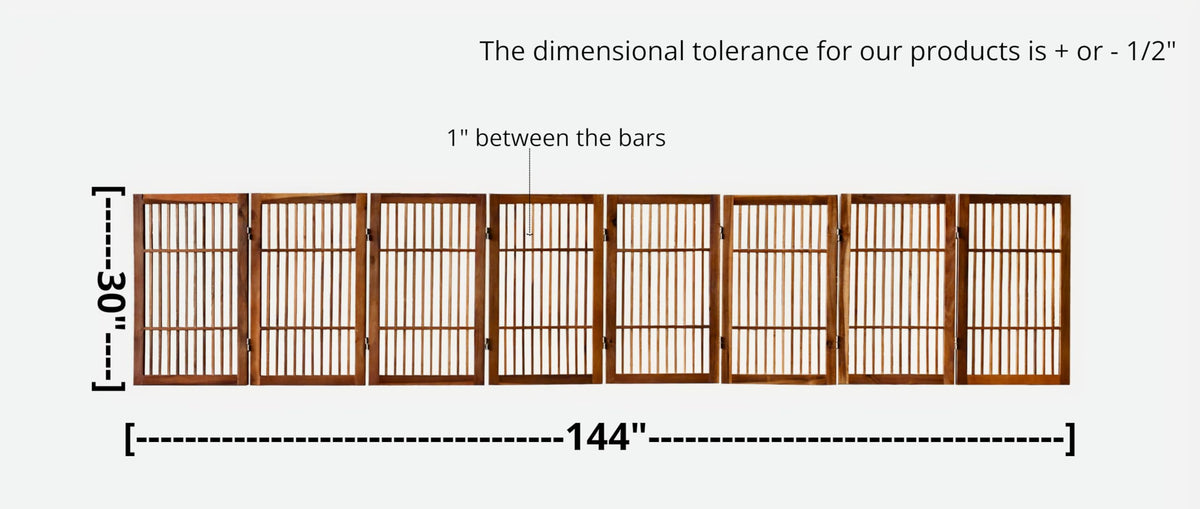 Pet Dog Gate Freestanding (8 Panel 30" Tall / Brown Pet Gate)