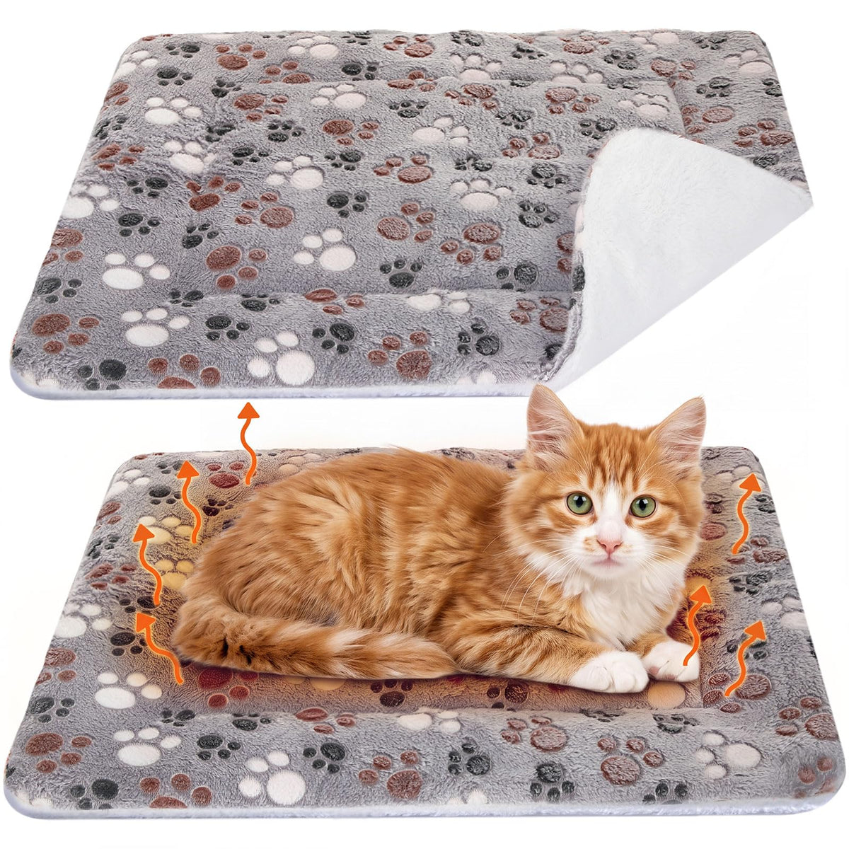 2 Pack Self Warming Cat Dog Bed Pad (Black / 21" X 14")