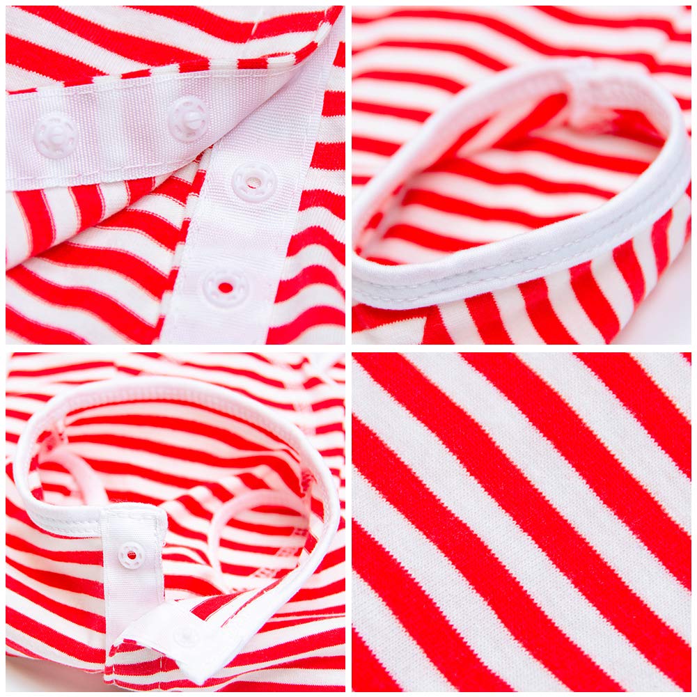 Dog’s Recovery Suit Post Surgery Shirt for Puppy (X-Small / red white stripe)