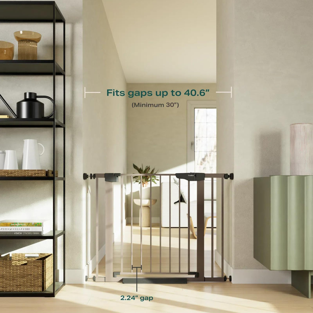 30 40.6 in Baby Gate for Stairs and Doorways (Brown / 30-40.6"W x 30.5"H)