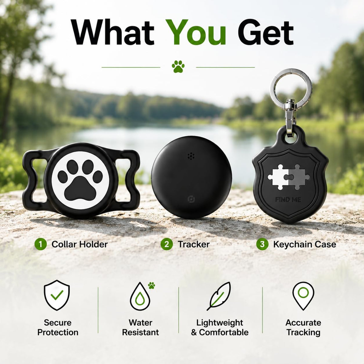 Dog Tracker with Apple Find My (Black)