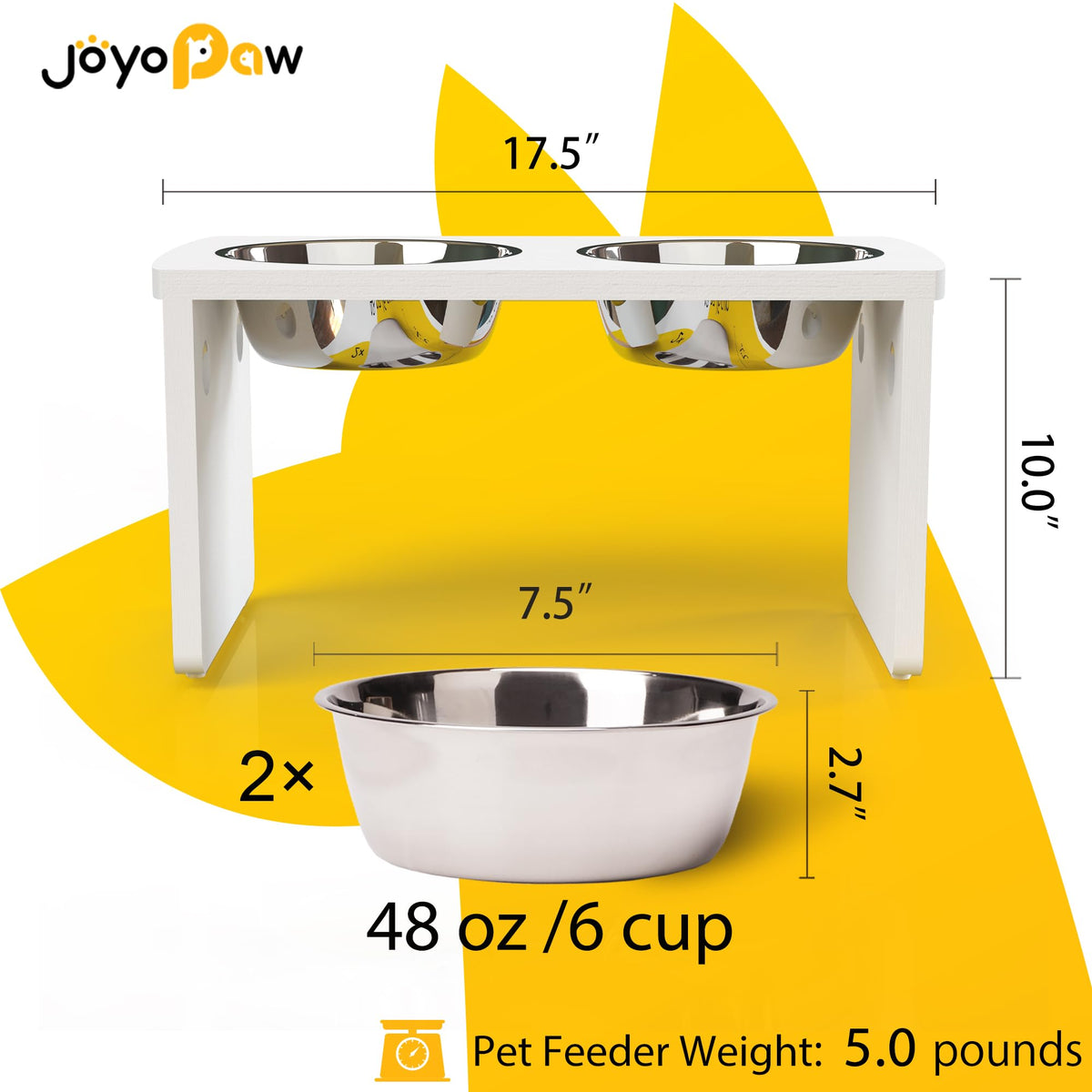 Elevated Dog Bowls (White / Large: 10'' Tall-48oz Bowl)