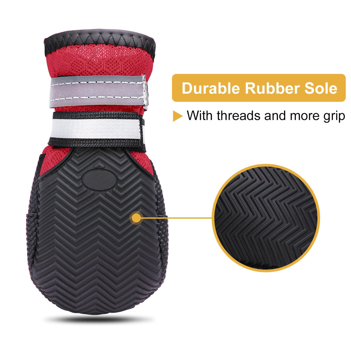 Breathable Dog Boots for Medium Large Dogs (Red / XL (Insole Width 2.8")for 72~94lb)