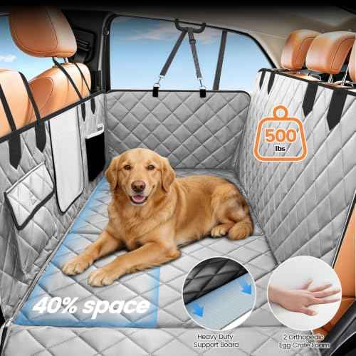 Hard Bottom Car Seat Cover for Dog (Upgraded Gray / For Full Size Truck)
