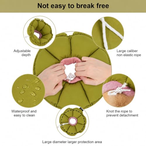 Dog Cone Collar Stress (XL-WideNeck / Green Flower)