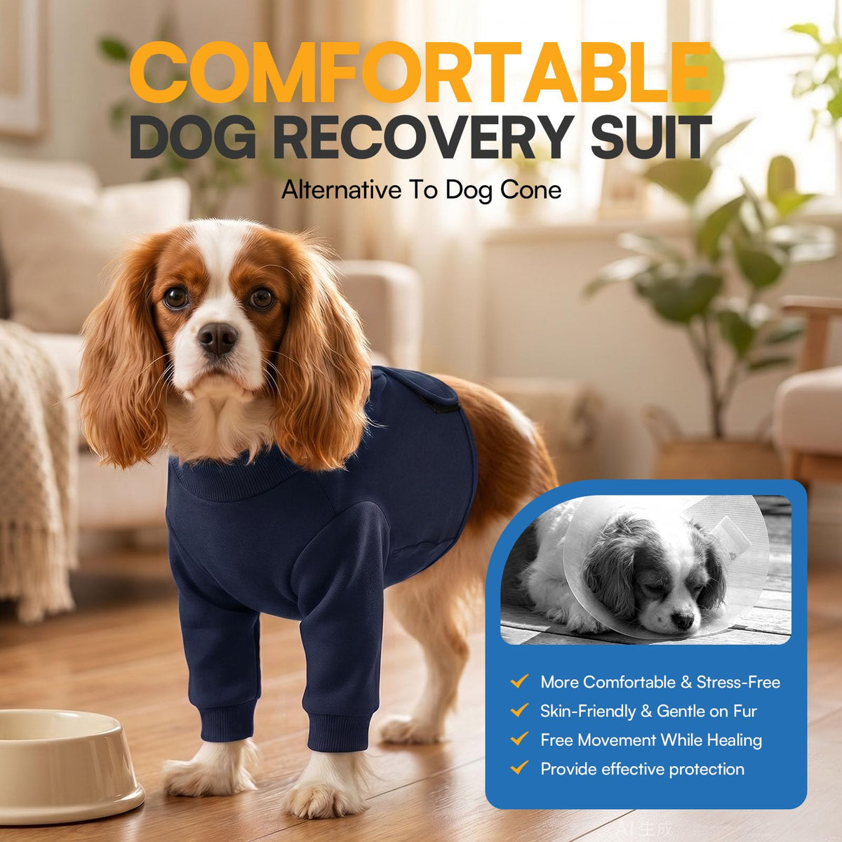 Large Recovery Suit for Dogs (XX-Large / NavyBlue)