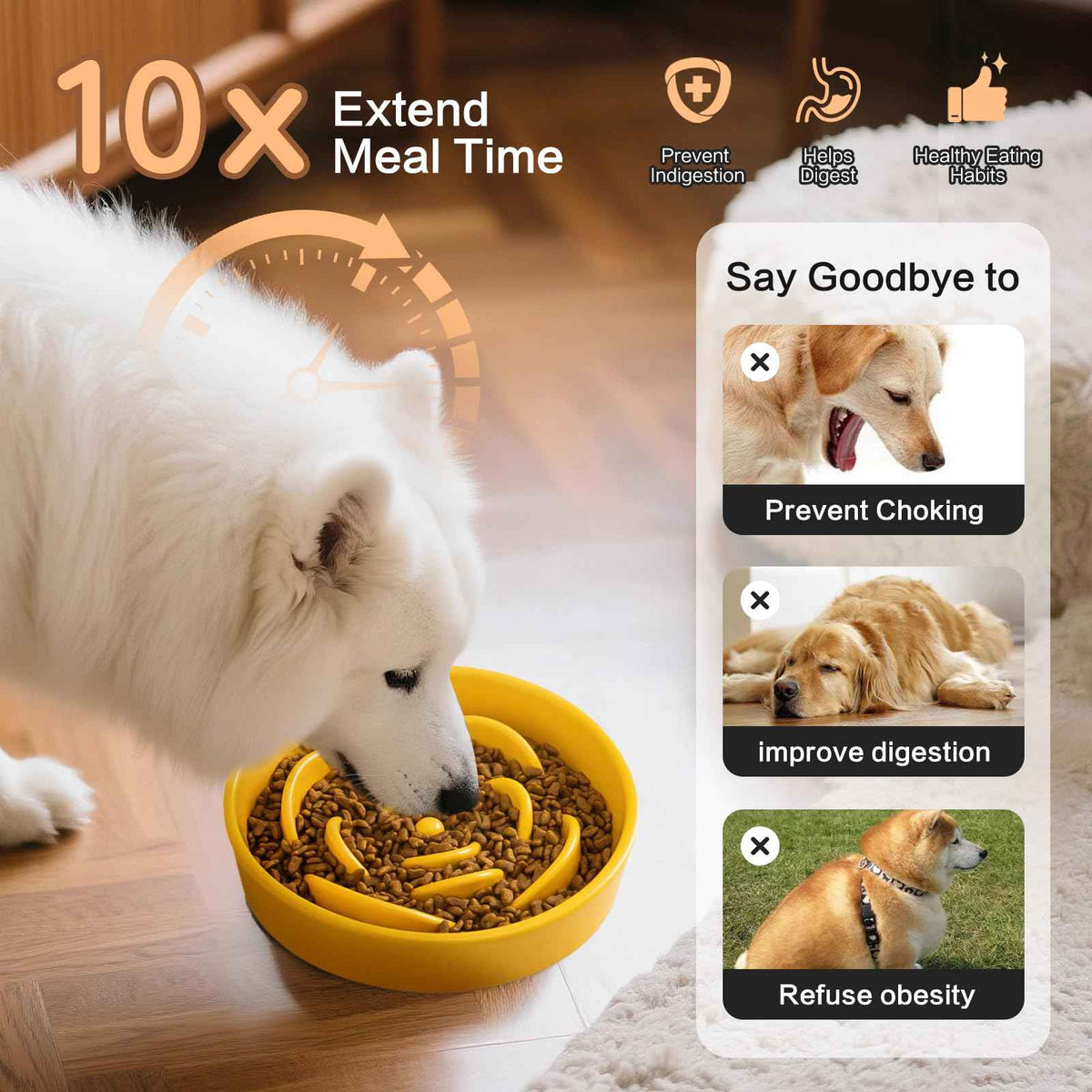 8.25'' Ceramic Slow Feeder Dog Bowls (8.25 inch / Yellow)