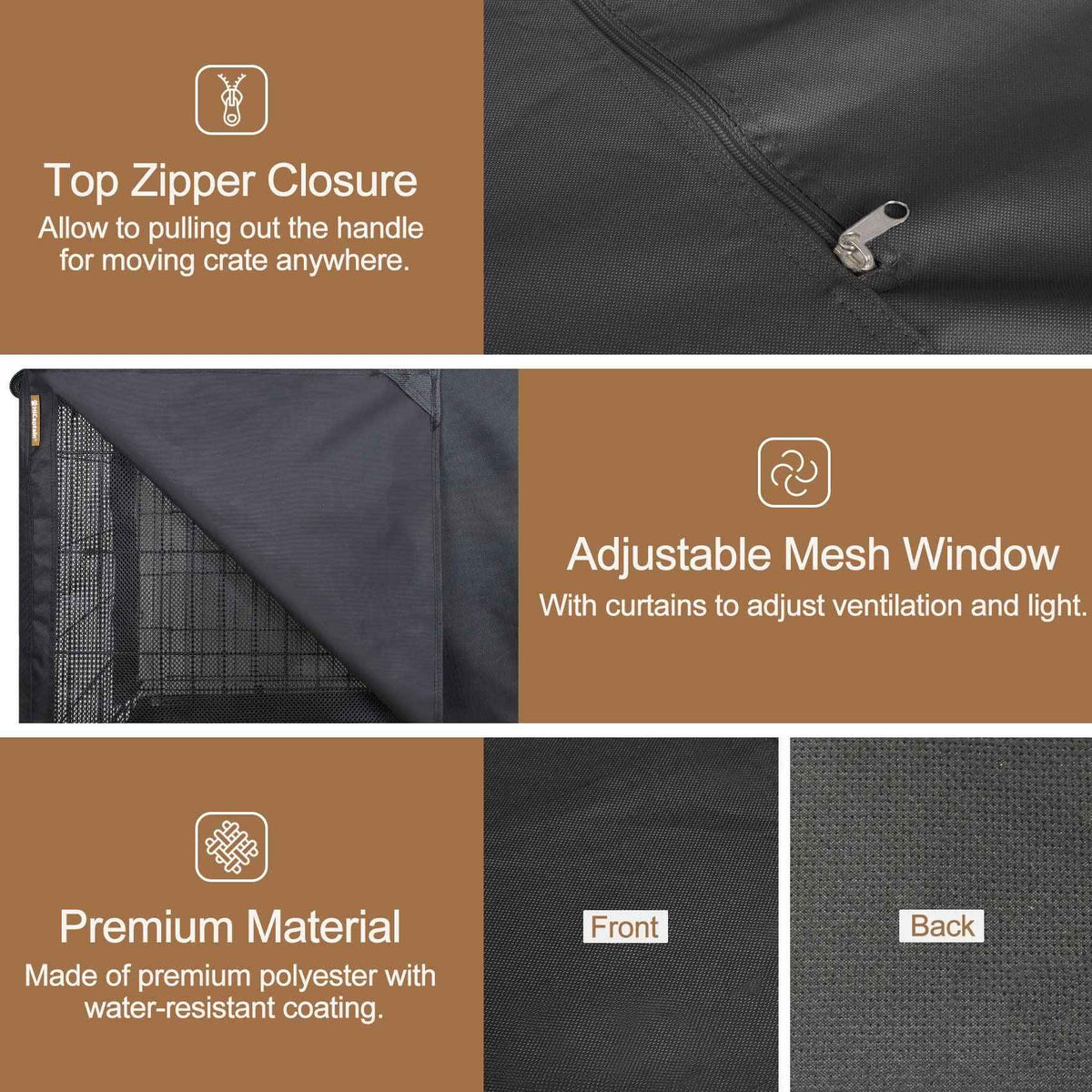 36 Inch Dog Crate Cover with Mesh (36.0"L x 23.0"W x 25.0"H / Black)