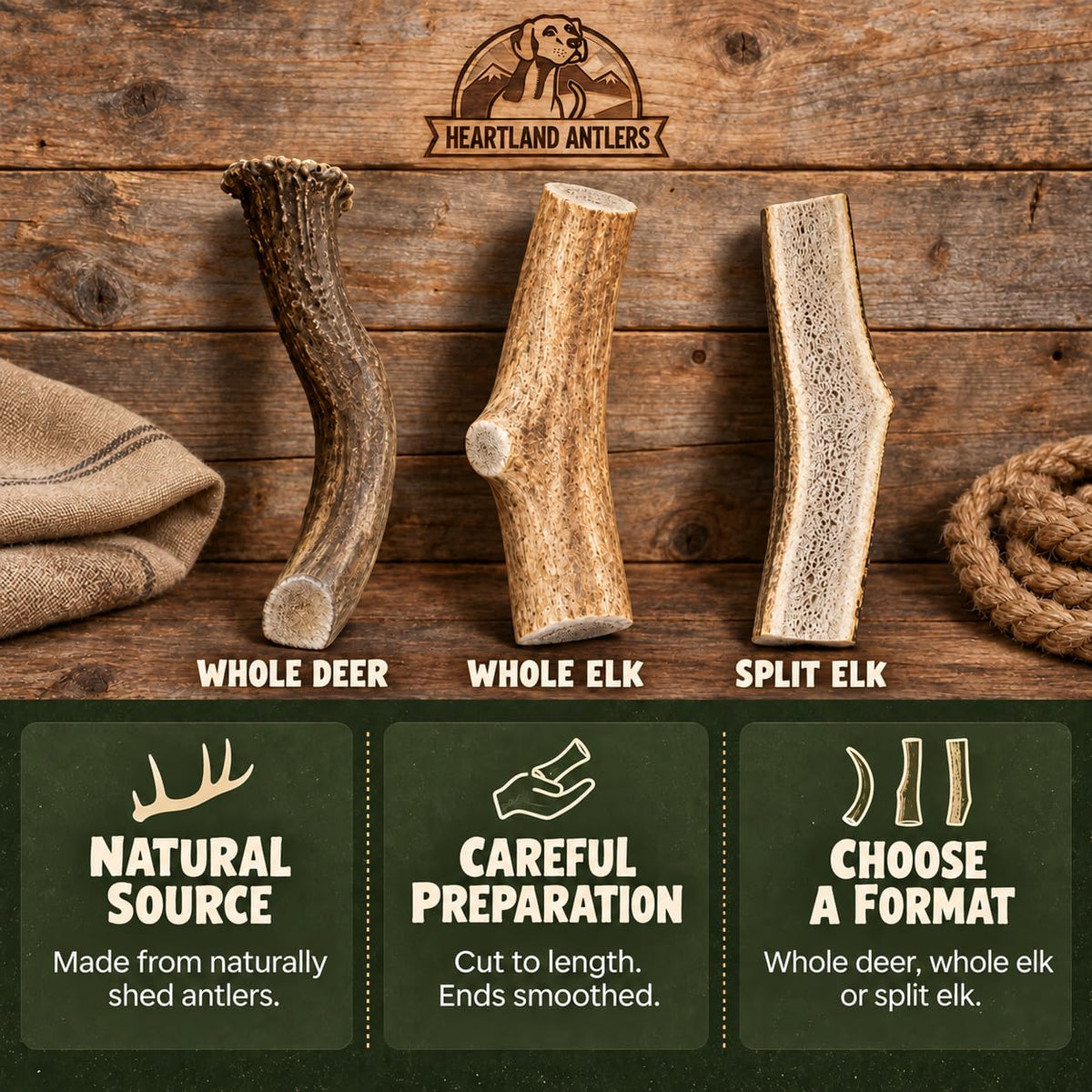 Deer Antler Dog Chew (Small 2-pack (Dogs 5-25 lbs))