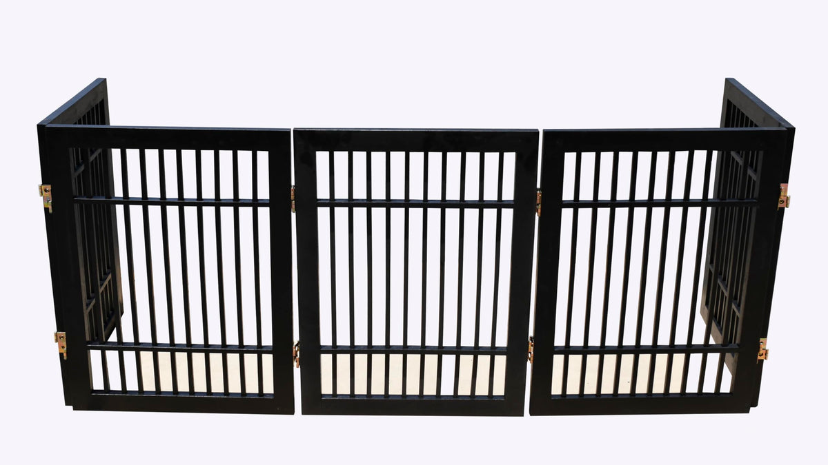Pet Dog Gate Freestanding (5 Panel 24" Tall / Black Pet Gate)