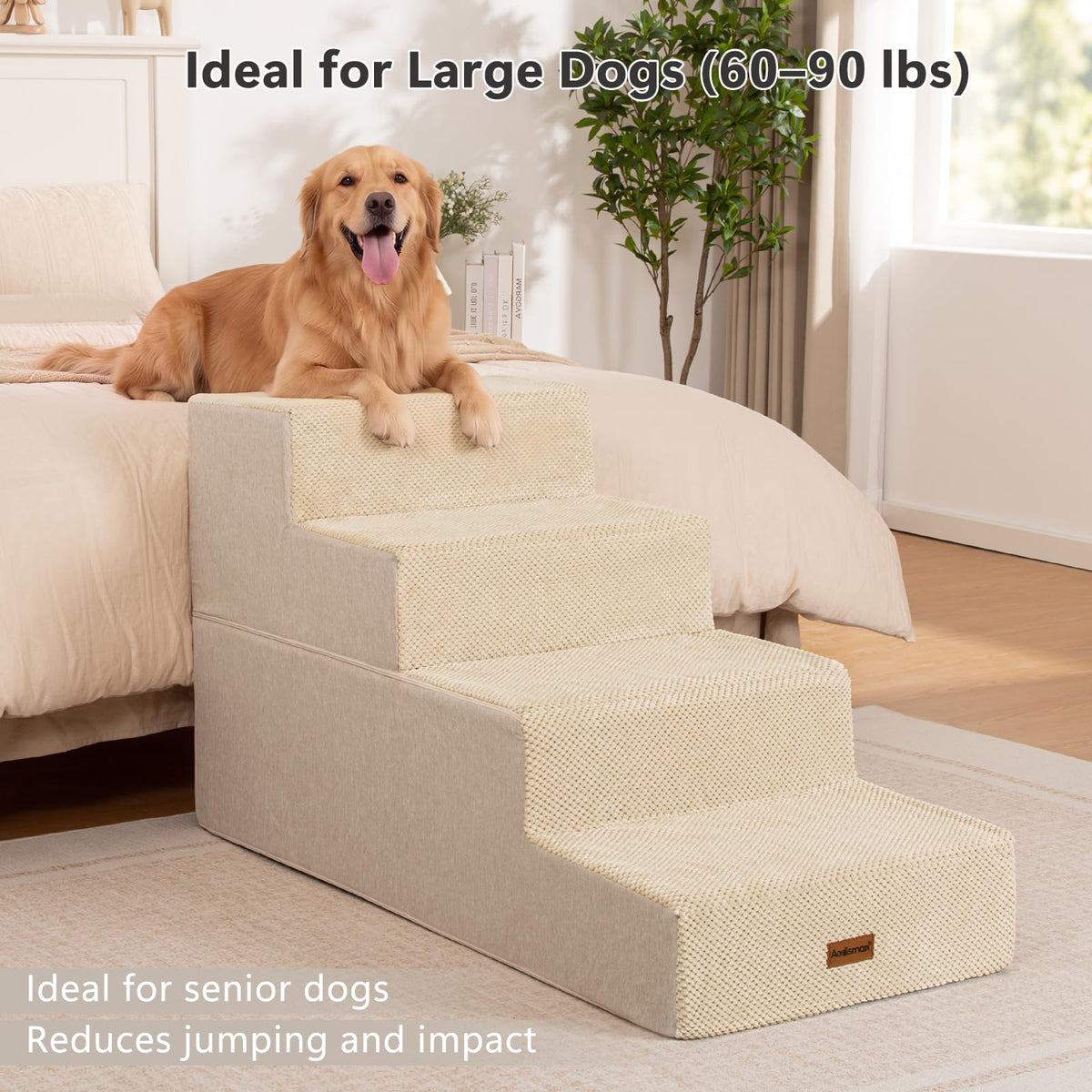 Dog Steps for Large Dogs 24" H (Beige / 4-Step 24" H)