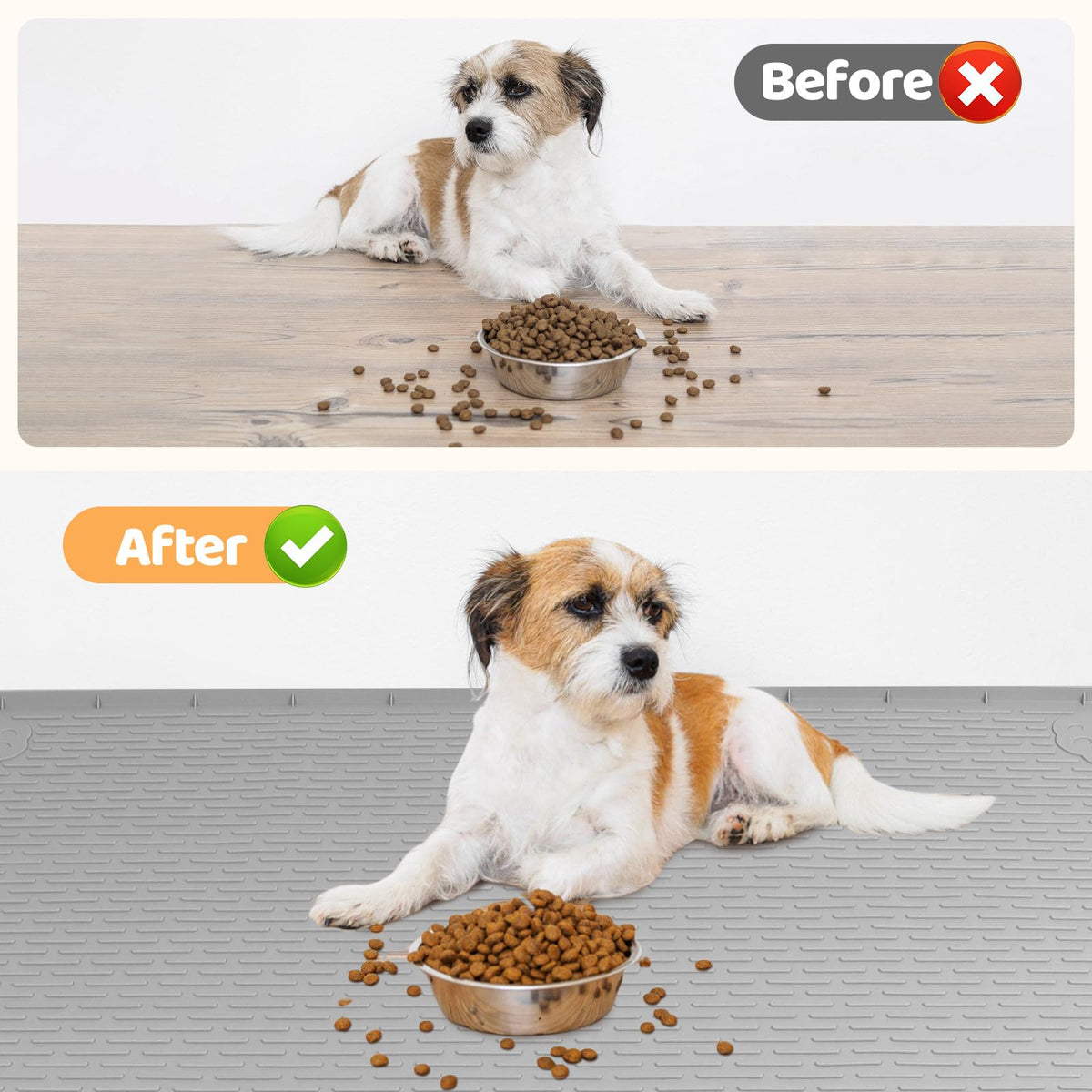 Dog Food Mat 70''x45'' Extra Large Dog Mat for Food and Water (70"L x 45"W / Light Grey)