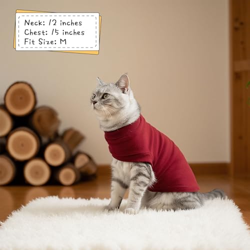 Cat Sweater Warm Fleece Pet Clothes for Cats Only (Burgundy / Medium)