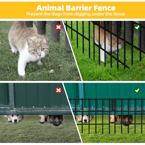 14 Panels Garden Fence Animal Barrier (Black / 14 Panels-19.83ft(L)x13in(H))