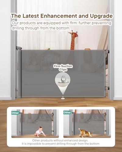 Retractable Baby Gates (Gray / 34" Tall x 55" Wide)