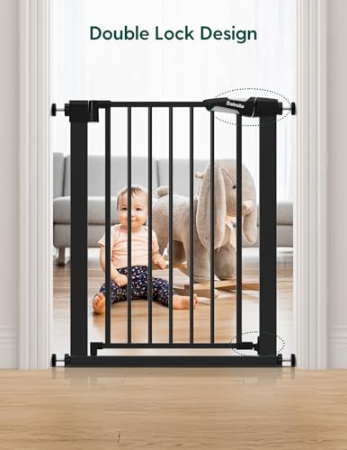 Bebelio 26 28.5" Narrow Baby Gate (Black / 30" Tall, 26-28.5" Wide)
