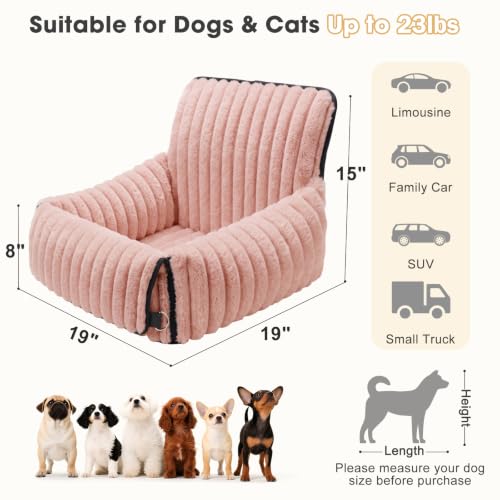 6-in-1 Dog Car Seat for Small/Medium Dogs up to 23 lbs, Pink (Pink)