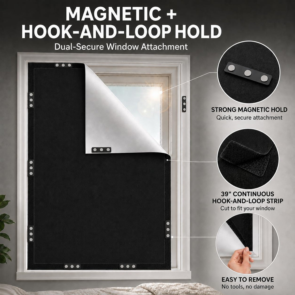 100% Blackout Curtains for Bedroom (57"W x 39"H)