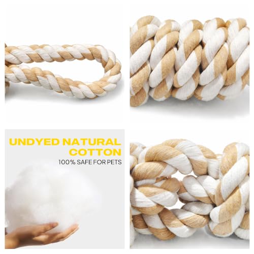 Dog Rope Toys for Aggressive Chewers (White-2 handles / Large)