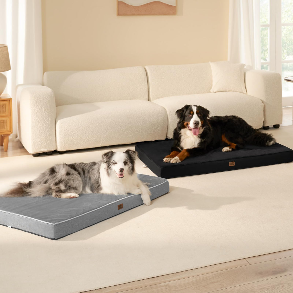 XXL Orthopedic Dog Crate Bed with Memory Foam (Grey / 47*29*3.5 Inches)