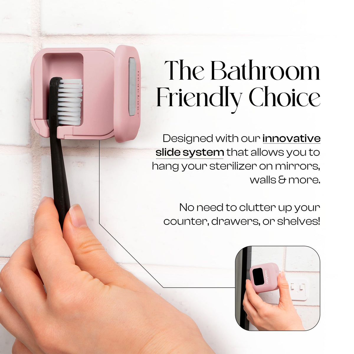 UV C Toothbrush Sanitizer and Holder (Pastel Pink)