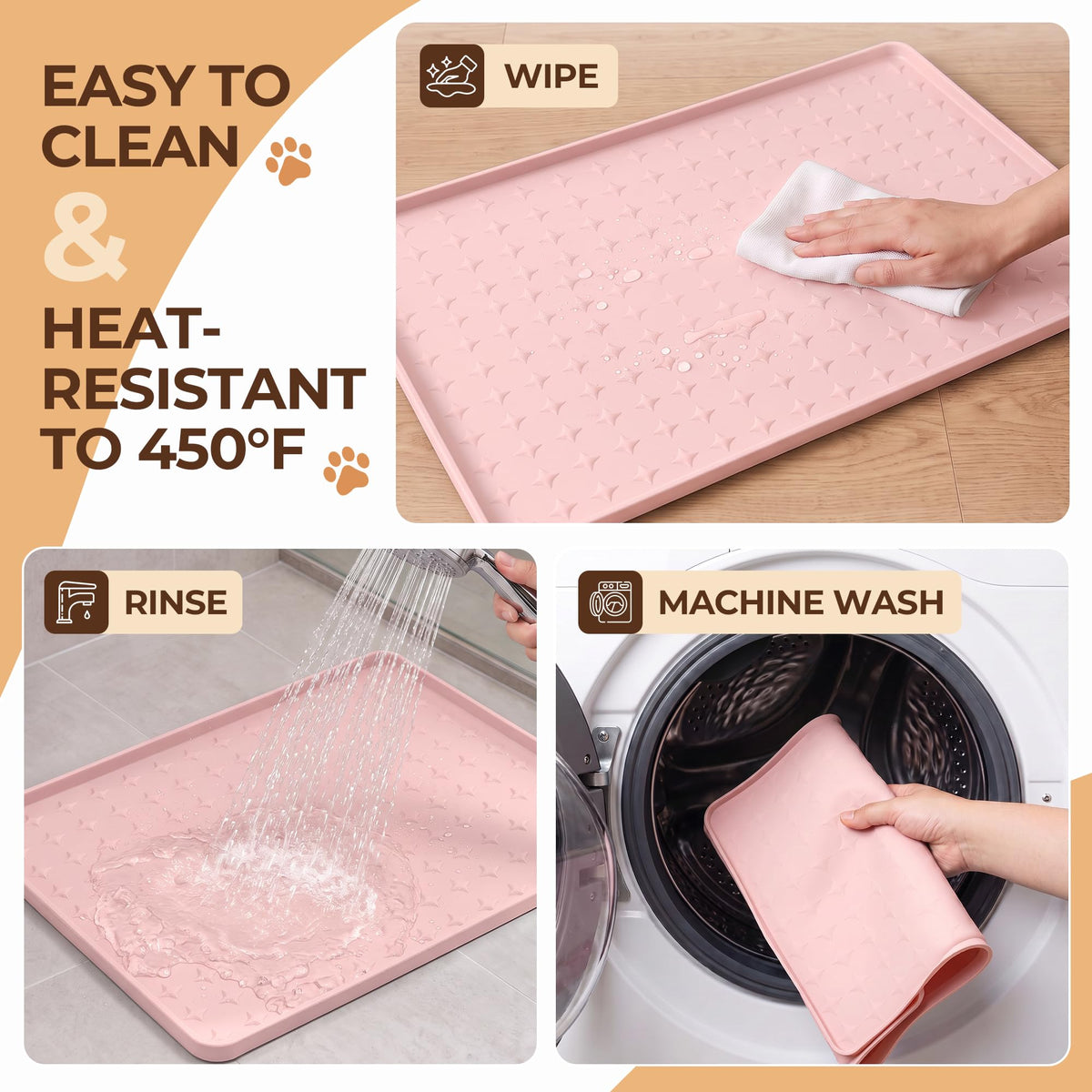 Silicone Pet Feeding Mat (Pink / 24"L x 16"W)