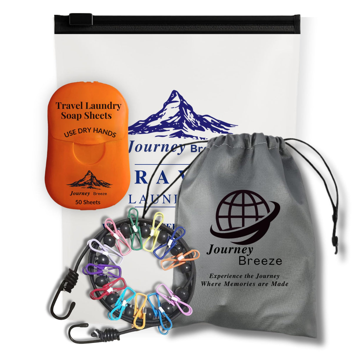 Travel Laundry Detergent Sheets and Elastic Travel Clothesline (Pocket Sheets+Heavy Clothesline)