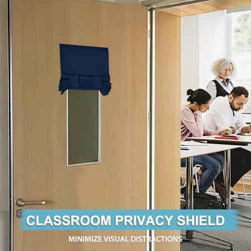 Classroom Door Window Cover Lockdown Shades Blackout (Navy / 12"W x 30"L (Pack of 1))
