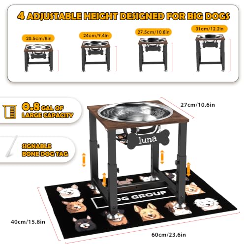 0.8 Gal Elevated Dog Water Bowl (Brown-0.8 GAL / Height: 8-12.2")