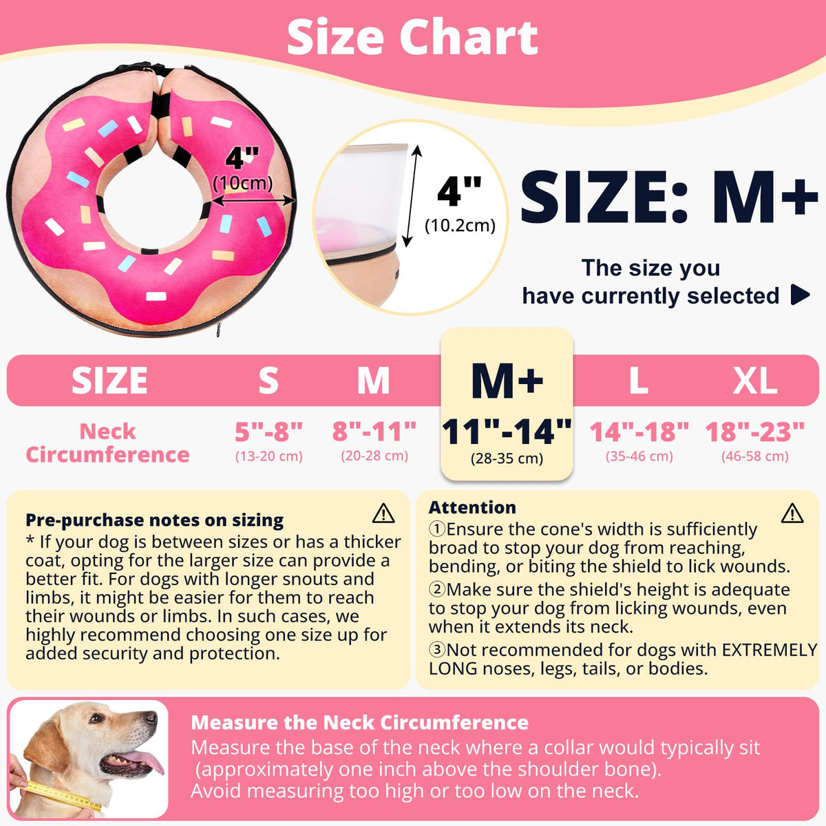 Inflatable Dog Cone with Anti (M+ (Neck: 11"-14"))