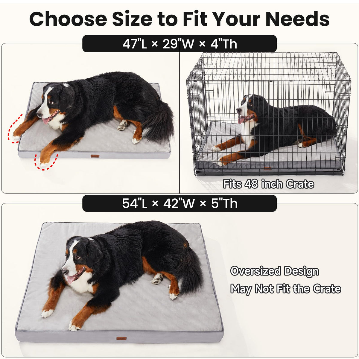 Orthopedic Giant XXXL Dog Bed (54" x 42" x 5" (For Sprawling) / 01-Gray)