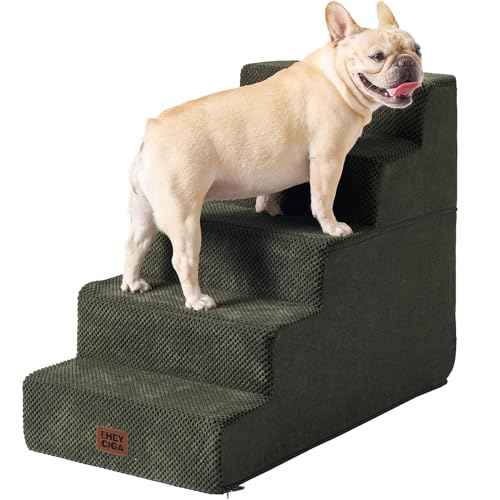 Dog Stairs for High Bed 25" H (Military Green / Extra Wide 17.7" x 35" x 25")