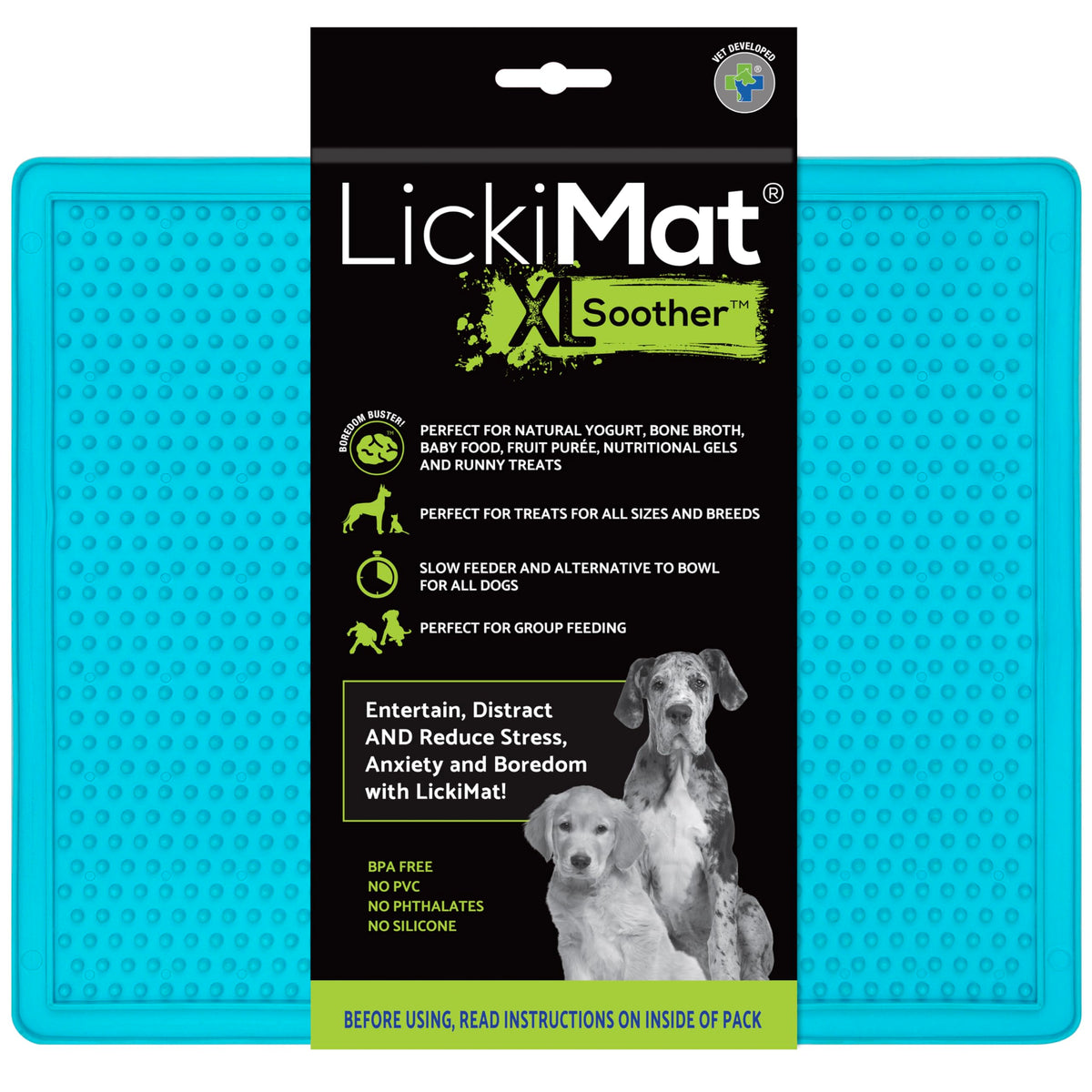X Large Breed Soother Dog Lick Mat Dog Calmer Slow Feeder (Turquoise)