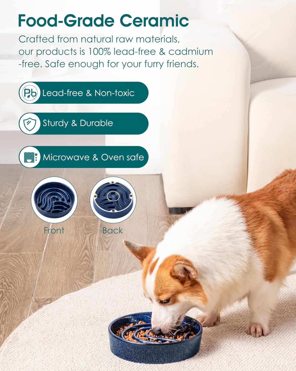 Slow Feeder Dog Bowl (Blue / 1.5 Cups)