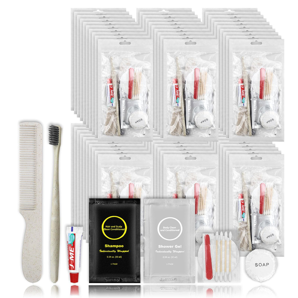 Travel Size Toiletries Bulk Personal Hygiene Kits for Homeless (7 Inch)