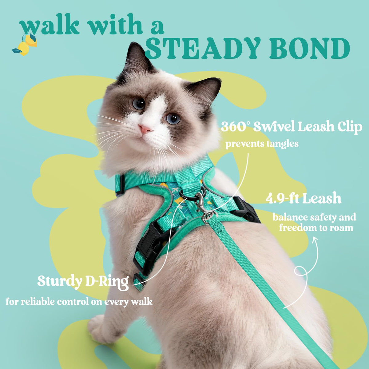 Cat Harness and Leash Set (Xs / Lemon Grove)