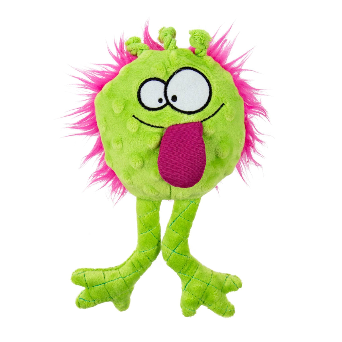 PlayClean Germs Squeaky Plush Dog Toy with Odor (Germs Monster Lime / Large)
