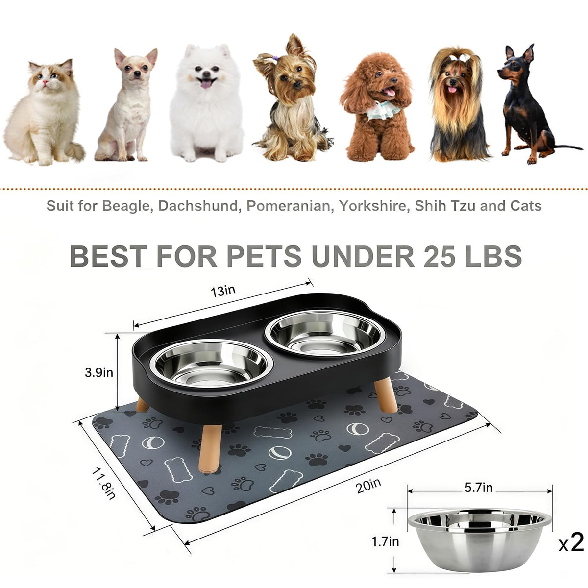 Elevated Dog Bowl (Black / Small)