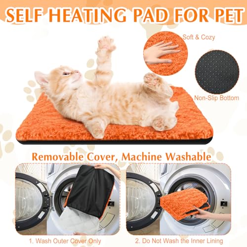 4 Pack Self Warming Cat Mat for Pets (16 x 20 Inch / Orange)