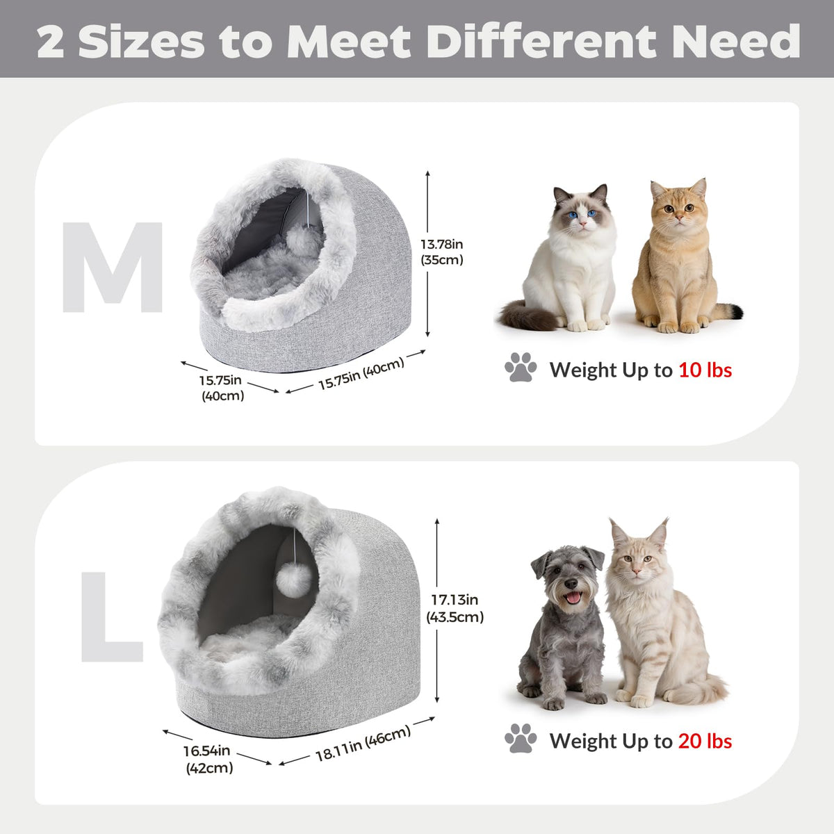 Cat Bed Cave for Indoor Cats (Large)