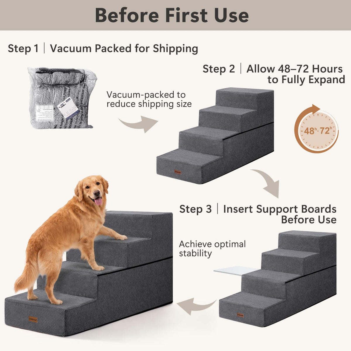Dog Steps for Large Dogs 24" H (Grey / 4-Step 24" H)