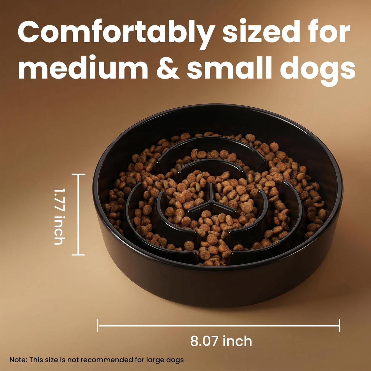 2 Pack Ceramic Slow Feeder Dog Bowls 1.6 Cups for Medium & Small Fast Eater (White + Black / 2 Pack M - 1.6 Cups)