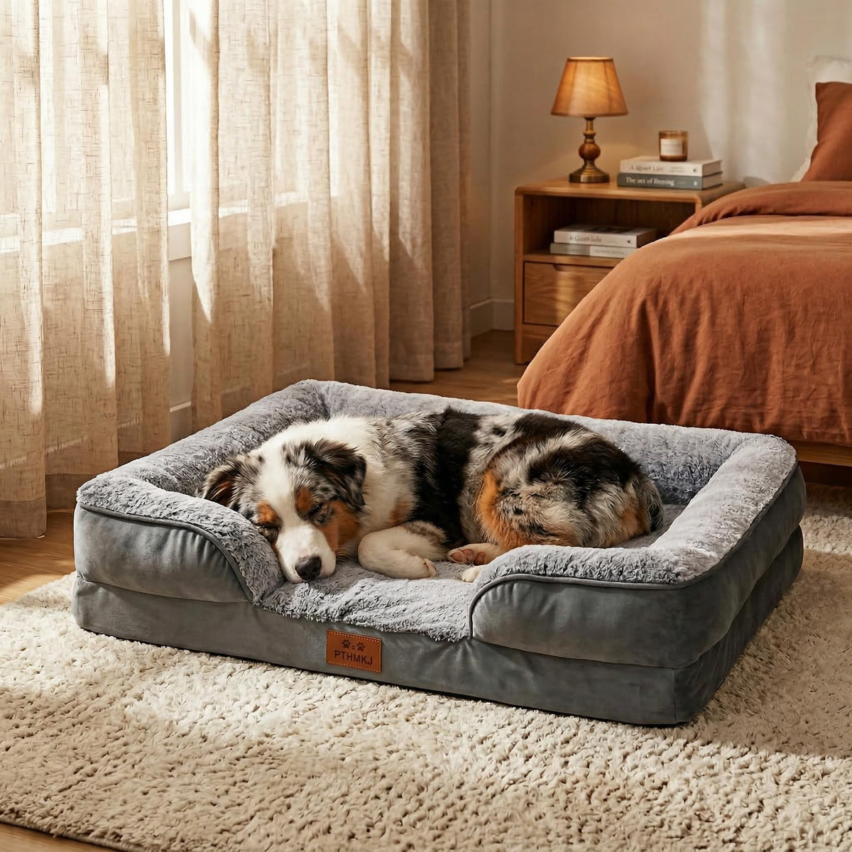 Orthopedic Extra Large Dog Bed (Grey / 44.0" L x 31.5" W x 7.5" Th)