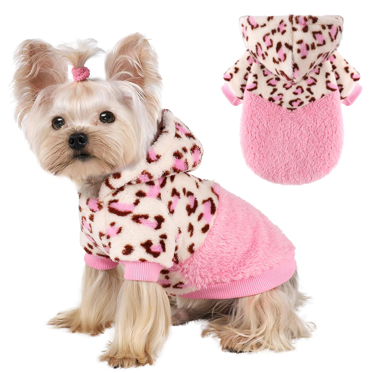Dog Sweaters for Small Dogs (XX-Small (Chest 10 in) / Pink leopard)