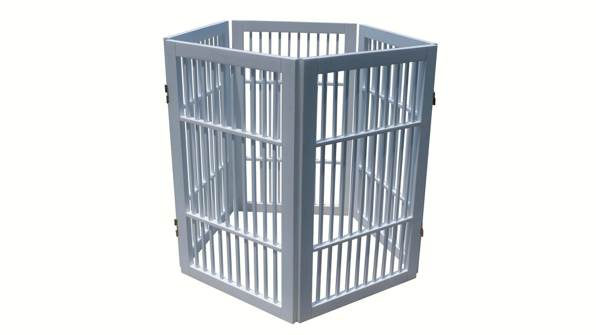 Pet Dog Gate Freestanding (5 Panel 30" Tall / White Pet Gate)
