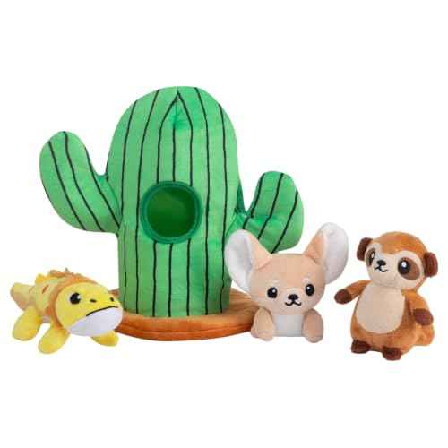Squeaky Hide and Seek Dog Toys for Small and Medium Dogs (Cactus)