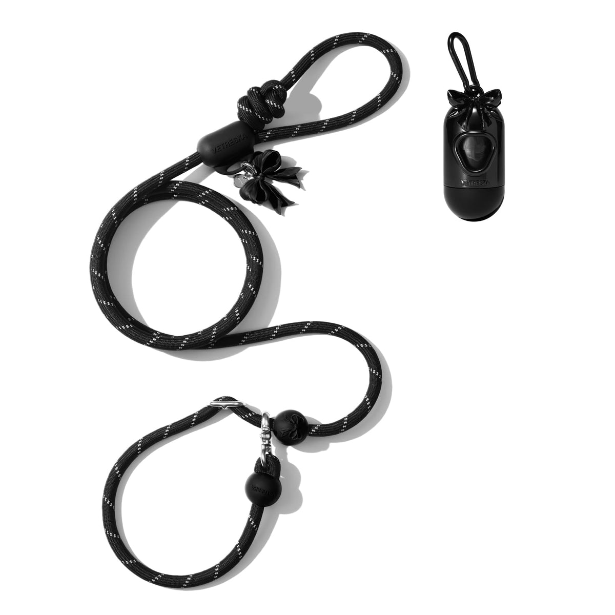 Hands Free Reflective Dog Leash (Bow Black)